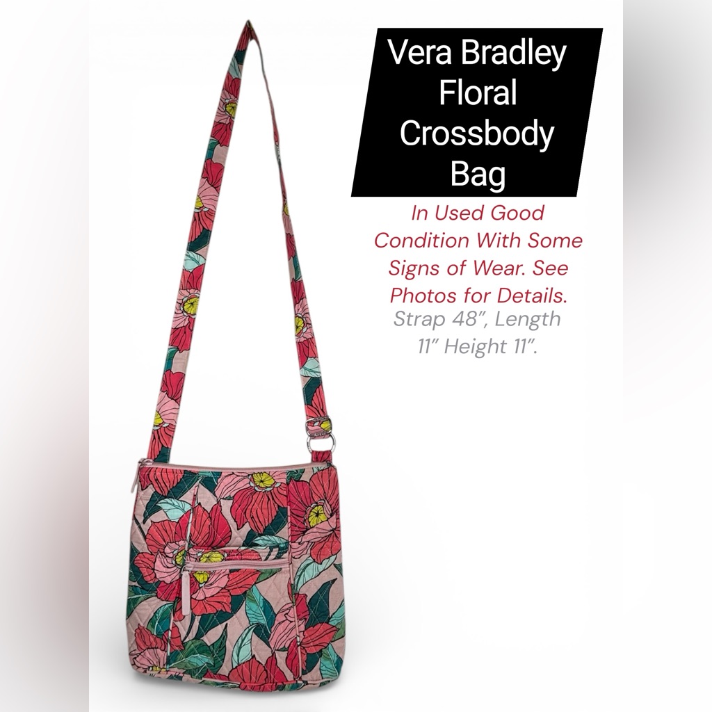 Vera Bradley Floral Crossbody Bag Pink & Green